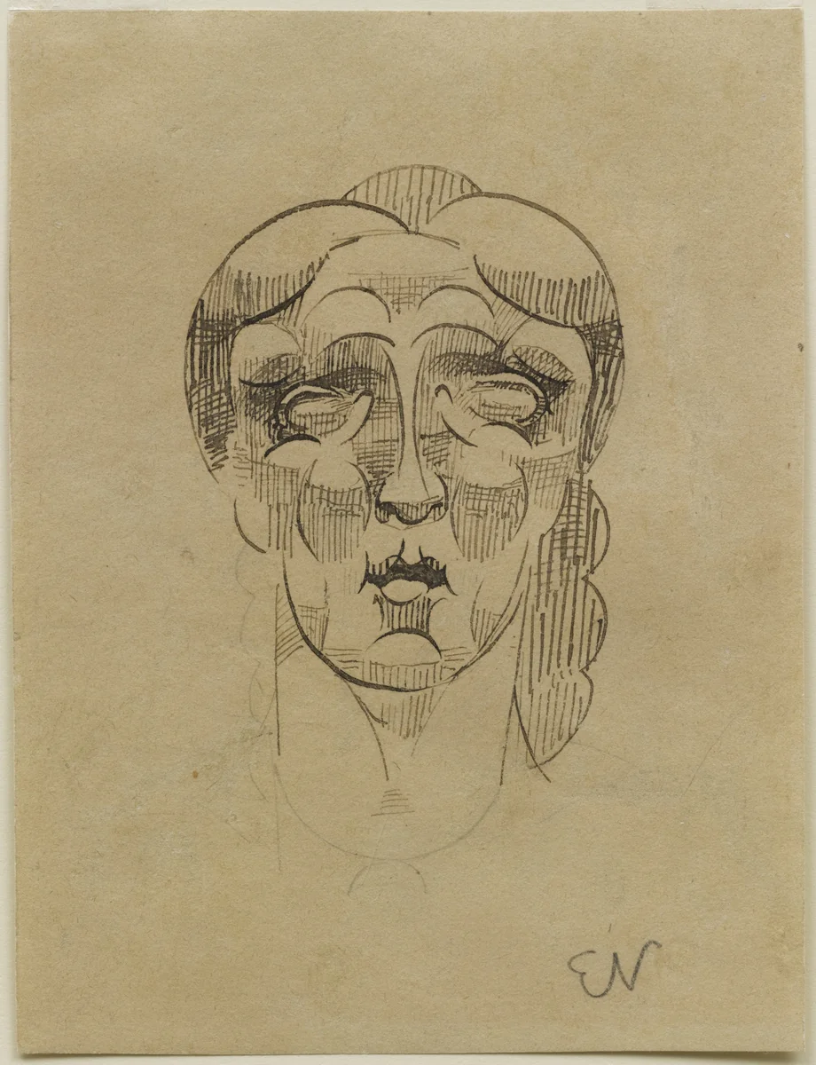 Head by Elie Nadelman, drawing, 1906
