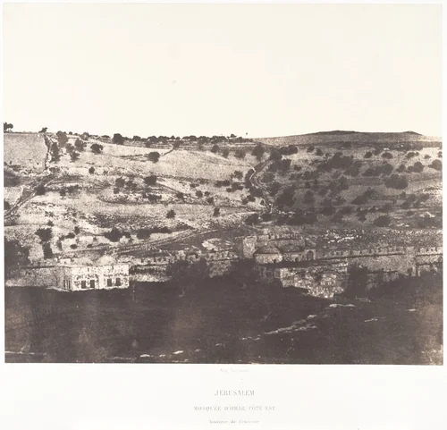 Jérusalem, Mosquée d'Omar, côté est, Intérieur de l'enceinte, 1 by Auguste Salzmann, photograph, 1854-1859