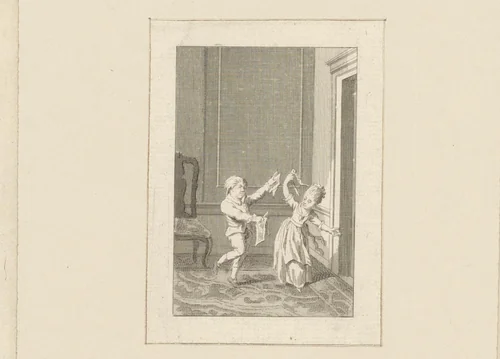 Dansende kinderen by anonymous, print, 1778-1821