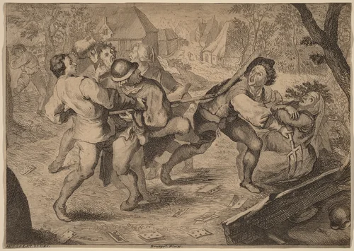 Peasants Fighting by Pieter Bruegel, print, 1728-1735