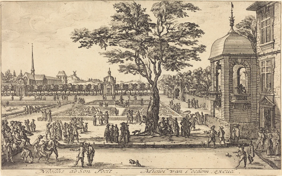 View of a Garden by Nicolas de Son, print, 1550-1680