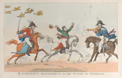 R. Ackermann's Transparency on the Victory of Waterloo by Thomas Rowlandson, print, 1815