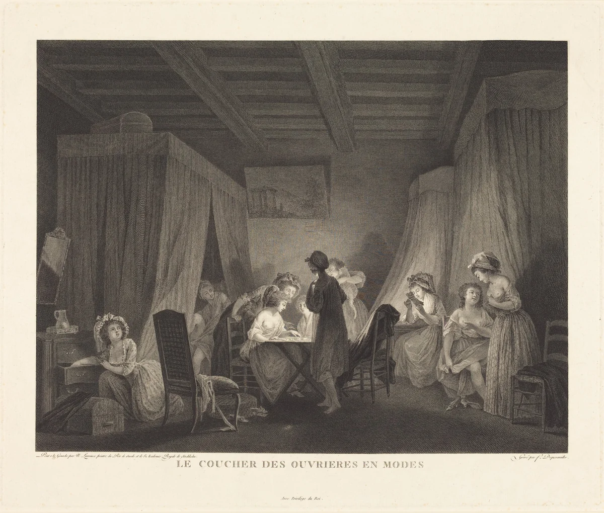 Le coucher des ouvrieres en modes by Francois-Nicolas-Barthelemy Dequevauviller
Nicolas Lavreince, print, 1788
