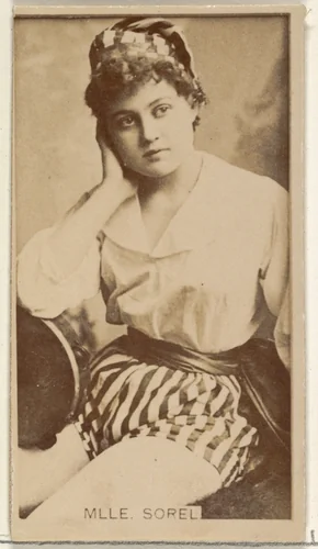 Mlle. Sorel, from the Actors and Actresses series (N45, Type 8) for Virginia Brights Cigarettes by Allen & Ginter, photograph, 1885-1891
