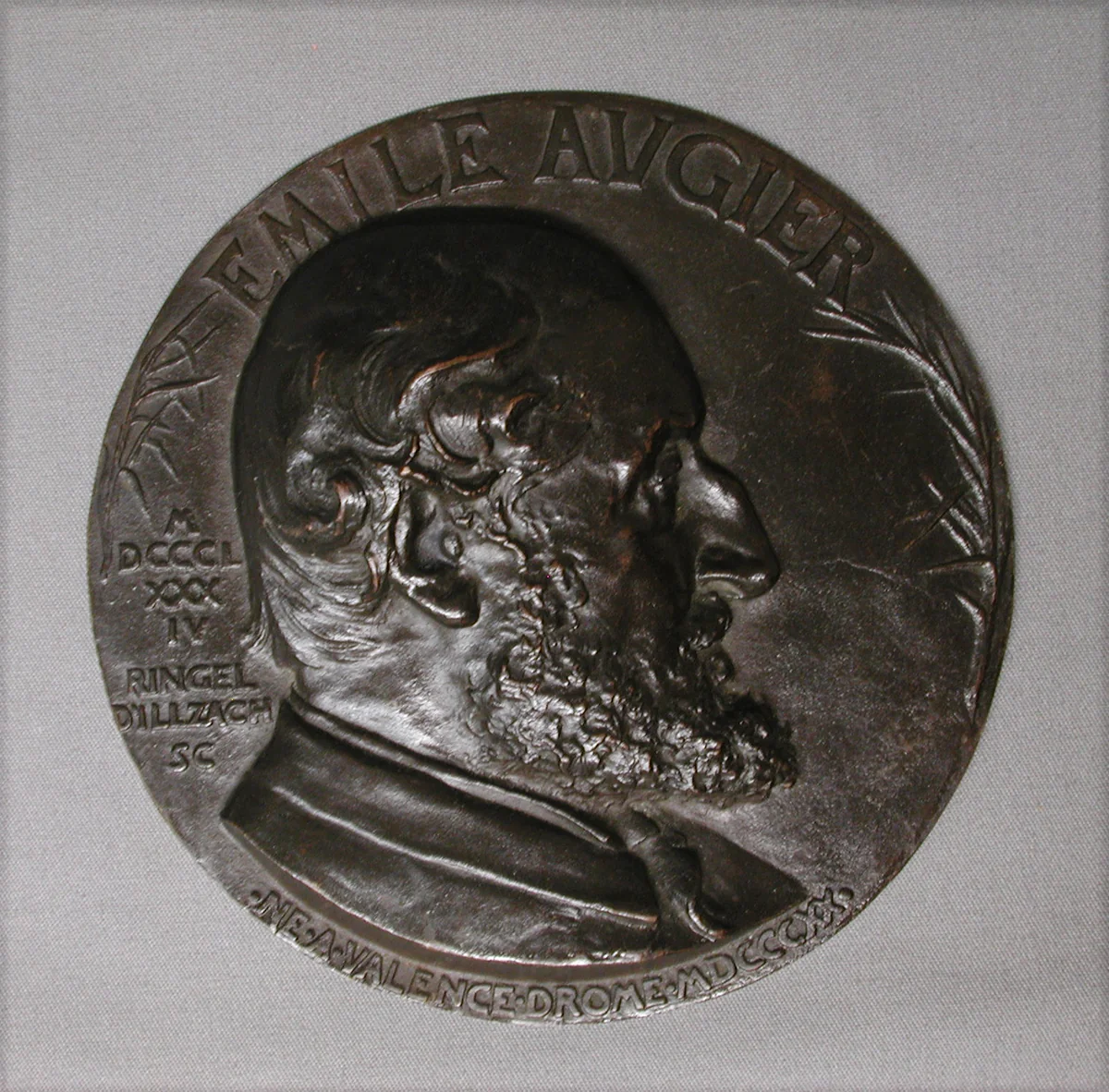 Emile Augier (1820-1889) by Jean Désiré Ringel d'Illzach, metalwork, 1884