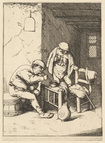 Smoker and Drinker by Adriaen van Ostade, print, 1610-1685