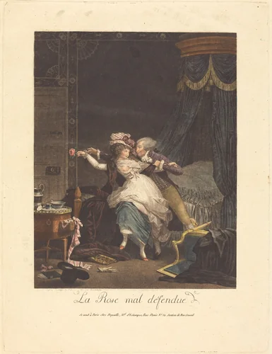 La Rose mal defendue (The Poorly Defended Rose) by Philibert Louis Debucourt, print, 1791