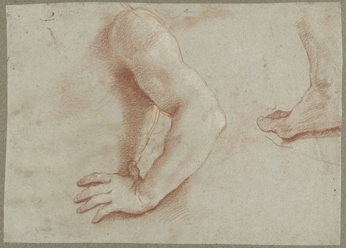 Studies voor lichaamsdelen van de heilige Floriaan by Guido Reni, drawing, 1608-1616