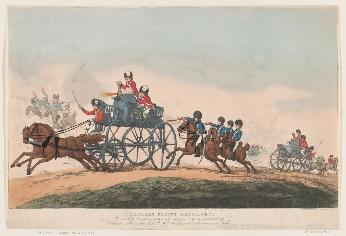 Sadlers Flying Artillery by Thomas Rowlandson, print, 1798