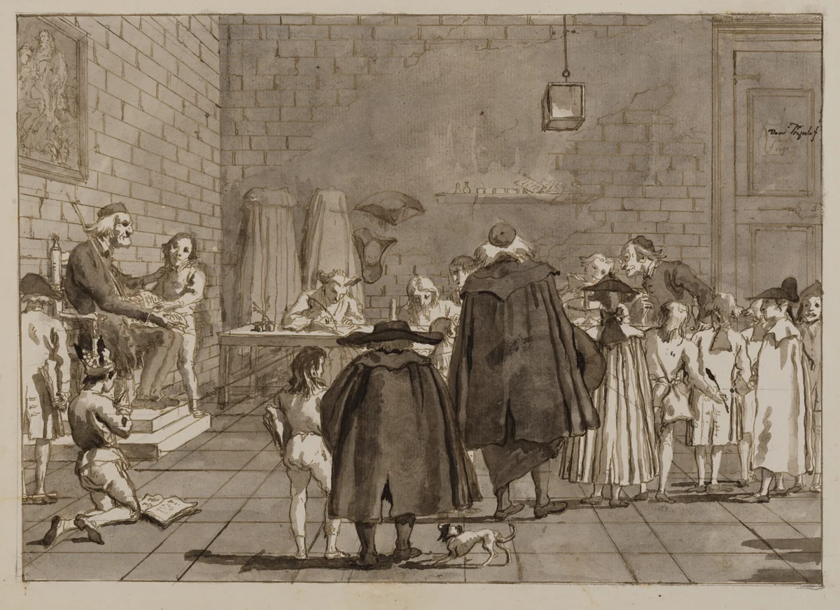 The School by Giovanni Domenico Tiepolo, drawing, 1791