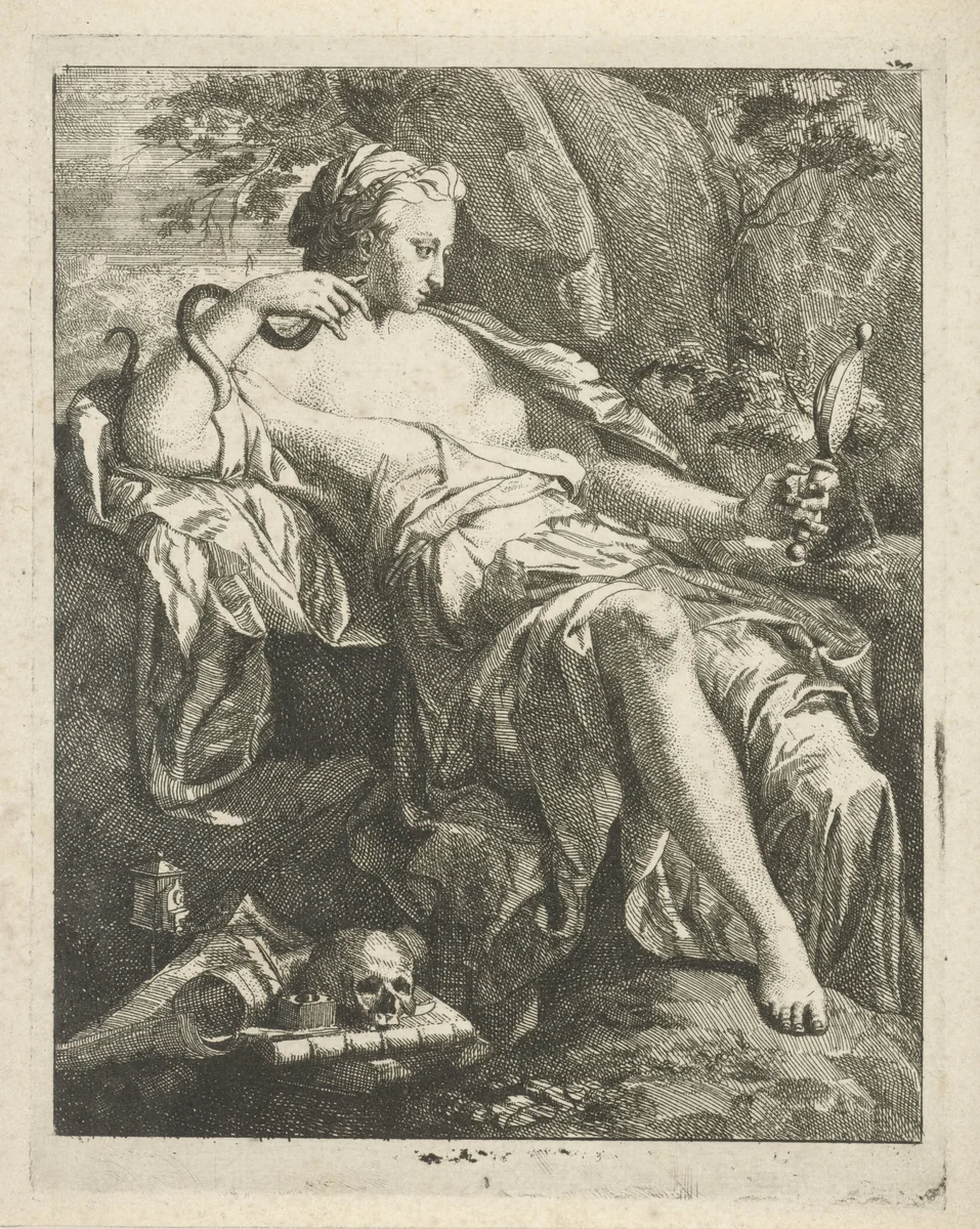 Prudentia by Hendrik van Limborch, print, 1691-1759