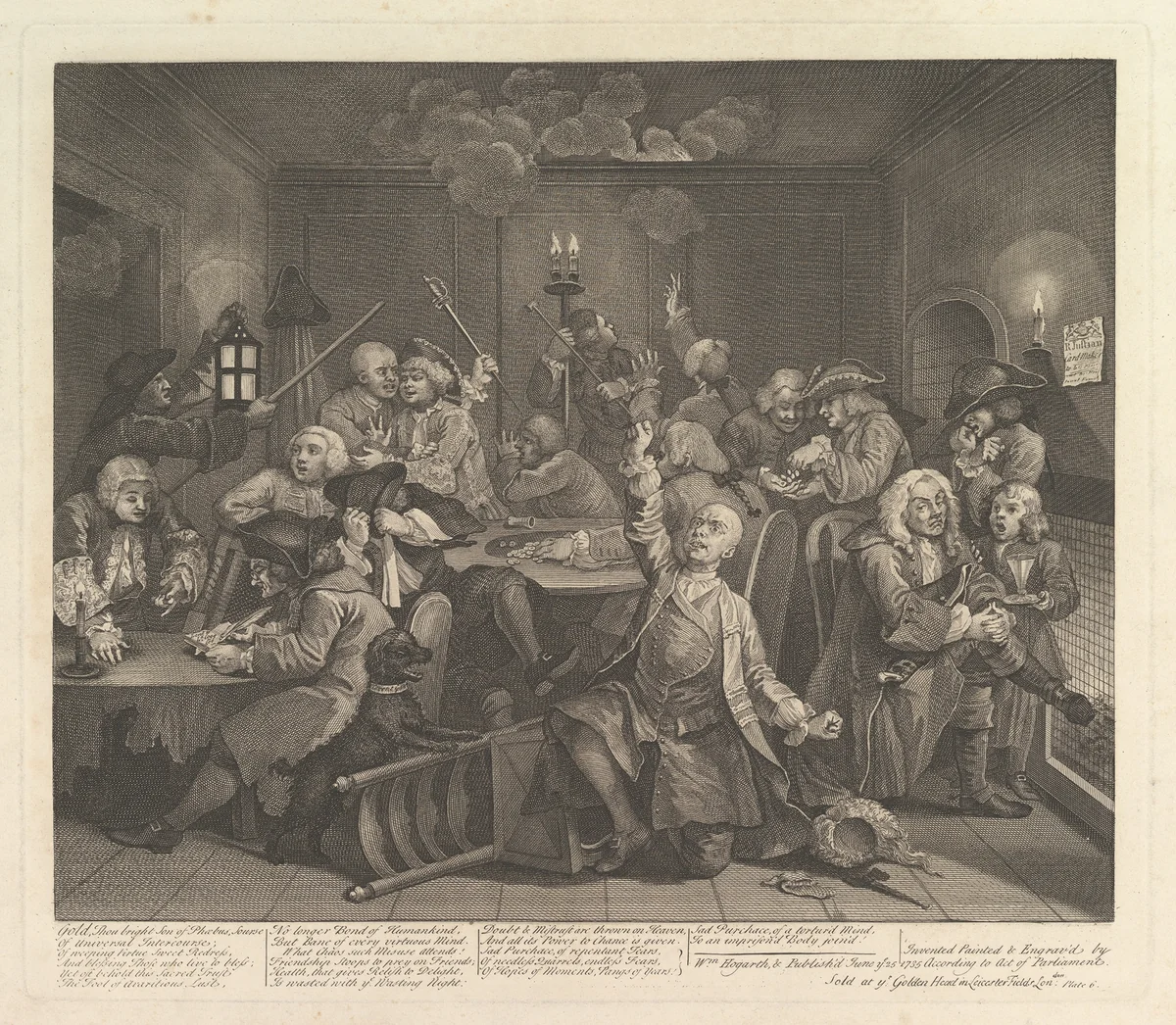 A Rake's Progress, Plate 6 by William Hogarth, print, 1735