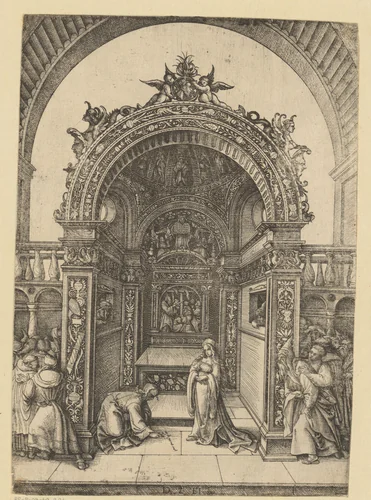 Christus en de overspelige vrouw by Unknown, print, 1505-1536