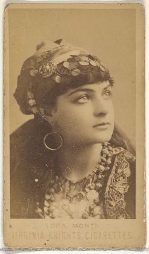Lora Monti, from the Actors and Actresses series (N45, Type 1) for Virginia Brights Cigarettes by Allen & Ginter, photograph, 1885-1891