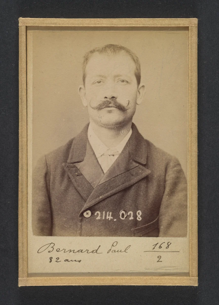Bernard. Paul, Auguste. 32 ans, né à Crest (Drôme). Employé. Excitation au meurtre, anarchiste. 11/2/94. by Alphonse Bertillon, photograph, 1894