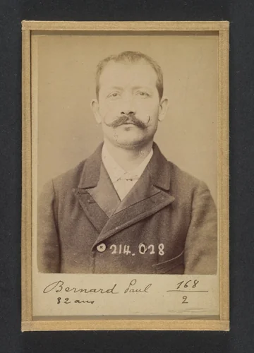 Bernard. Paul, Auguste. 32 ans, né à Crest (Drôme). Employé. Excitation au meurtre, anarchiste. 11/2/94. by Alphonse Bertillon, photograph, 1894