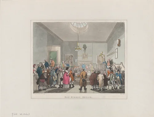 Bow Street Office by Thomas Rowlandson, print, 1808