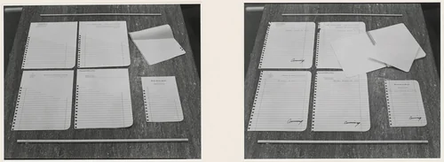 Ring-bound Stationery; Sketch to Final State by Robert Cumming, photograph, 1975