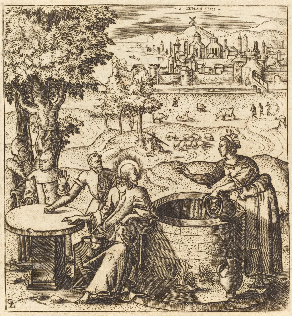 Christ and the Woman of Samaria by Léonard Gaultier, print, 1576-1580