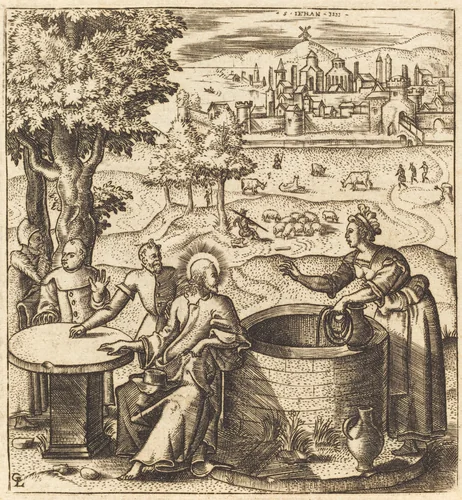 Christ and the Woman of Samaria by Léonard Gaultier, print, 1576-1580