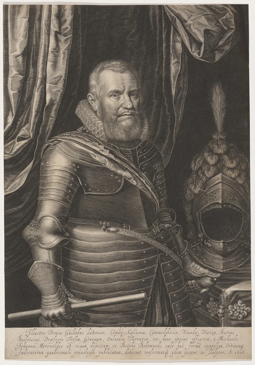 William Louis, Count of Nassau by Boëtius Adams Bolswert; Michiel van Miereveld, print, 1616