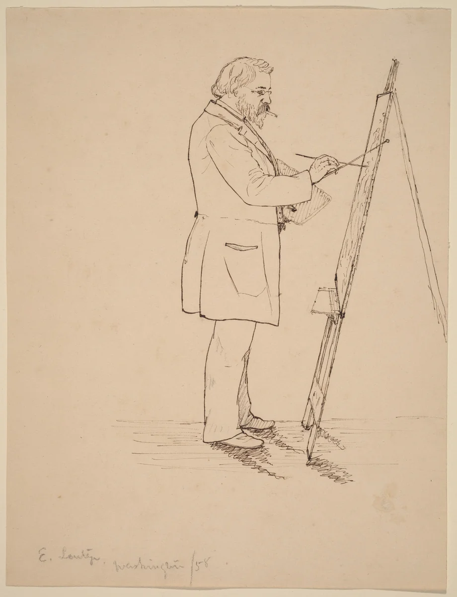 Sketching - Emanuel Leutze by John Quincy Adams Ward, drawing, 1858