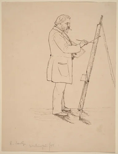 Sketching - Emanuel Leutze by John Quincy Adams Ward, drawing, 1858
