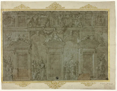 Design for a Façade Decoration by Girolamo Genga, drawing, 1546-1550