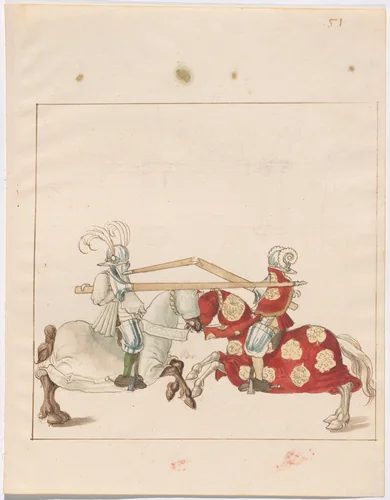Mock Joust of War with Fixed Shields by German 16th Century, drawing, 1515