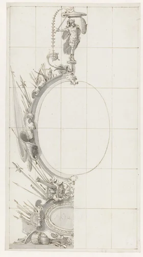 Ontwerp voor een glasraam met een cartouche by Pieter Jansz, drawing, 1632