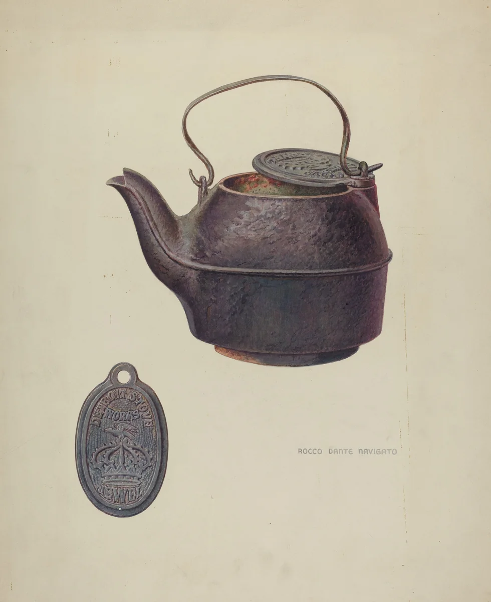 Iron Kettle by Rocco Navigato, index of american design, 1938