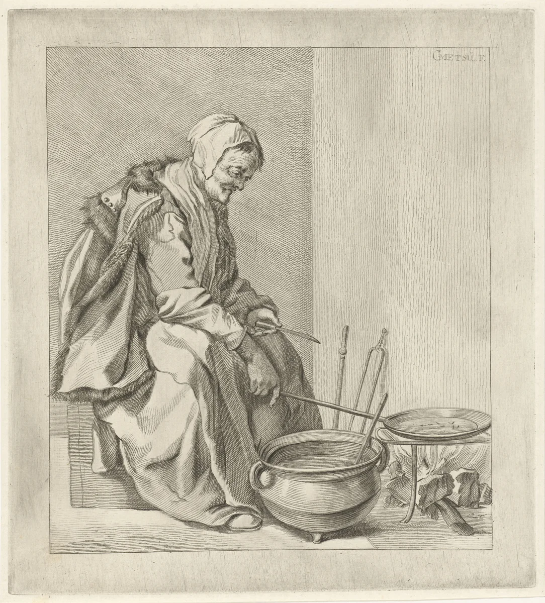 Koekenbakster by Pieter de Mare, print, 1768-1796