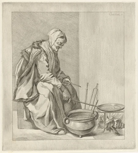Koekenbakster by Pieter de Mare, print, 1768-1796