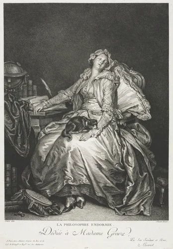 Madame Greuze Asleep by Jean Michel Moreau, print, 1776