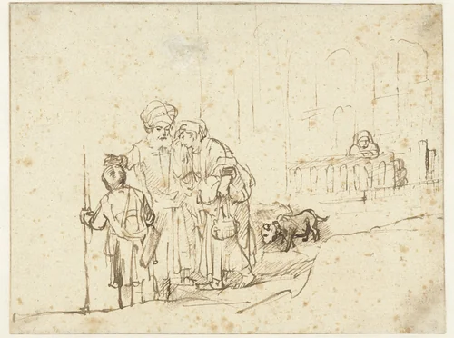 Abraham Casting Out Hagar and Ishmael by Rembrandt van Rijn, drawing, 1650