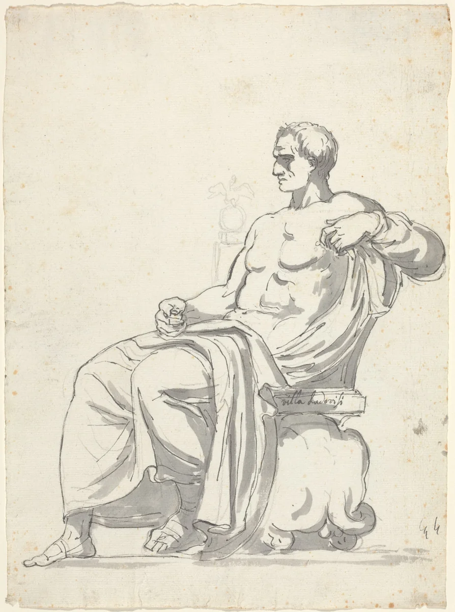 The Ludovisi Menander by Augustin Pajou, drawing, 1752-1756