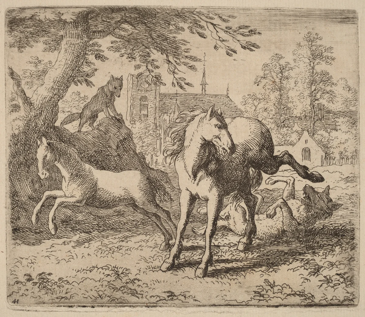 The Mare and the Wolf by Allart van Everdingen, print, 1645-1656