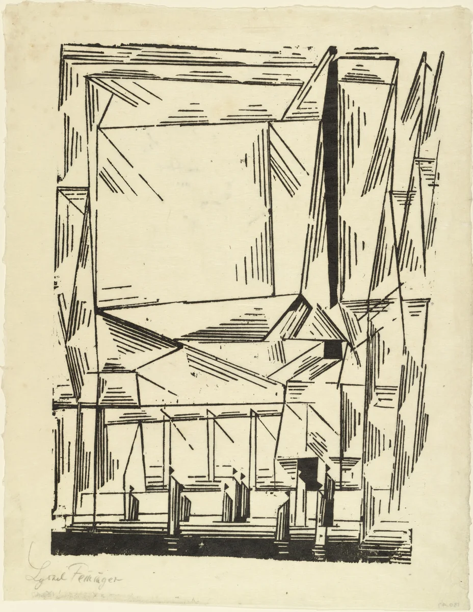Gelmeroda from the Masters' Portfolio of the Staatliches Bauhaus (Meistermappe des Staatlichen Bauhauses) by Lyonel Feininger, print, 1920