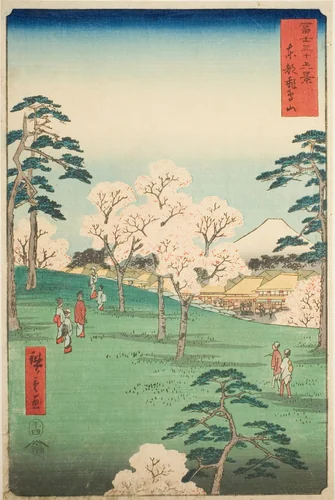 Asuka Hill in the Eastern Capital (Toto Asukayama), from the series "Thirty-six Views of Mount Fuji (Fuji sanjurokkei)" by Utagawa Hiroshige (歌川広重), print, 1858