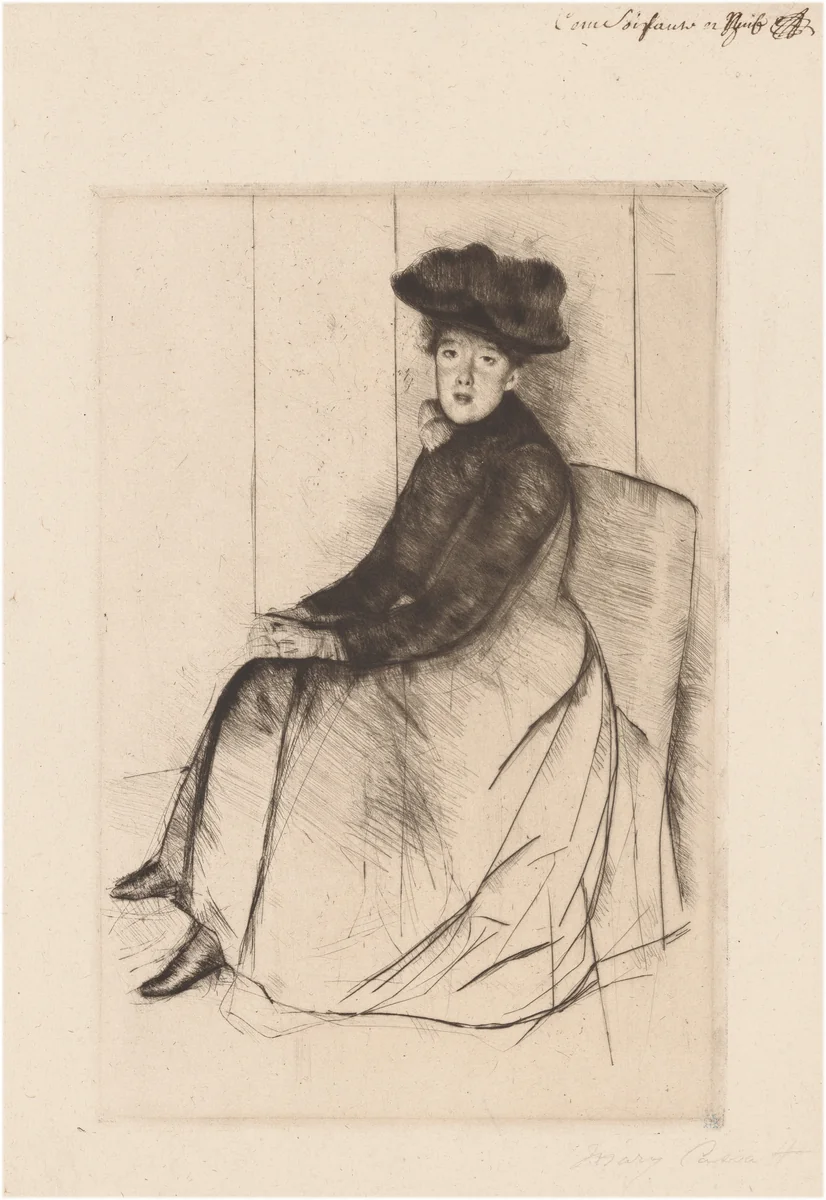 Reflection by Mary Cassatt, print, 1885-1895