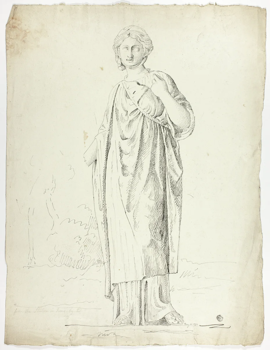 Antique Statue of Standing Draped Woman by John Downman, drawing, 1774-1824