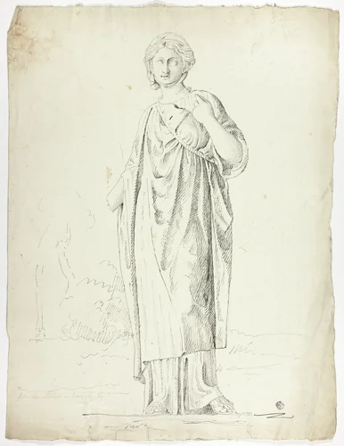 Antique Statue of Standing Draped Woman by John Downman, drawing, 1774-1824