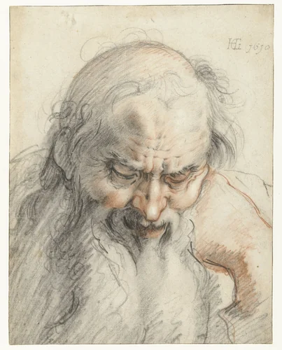 Buste van een oude man by Hendrick Goltzius, drawing, 1610