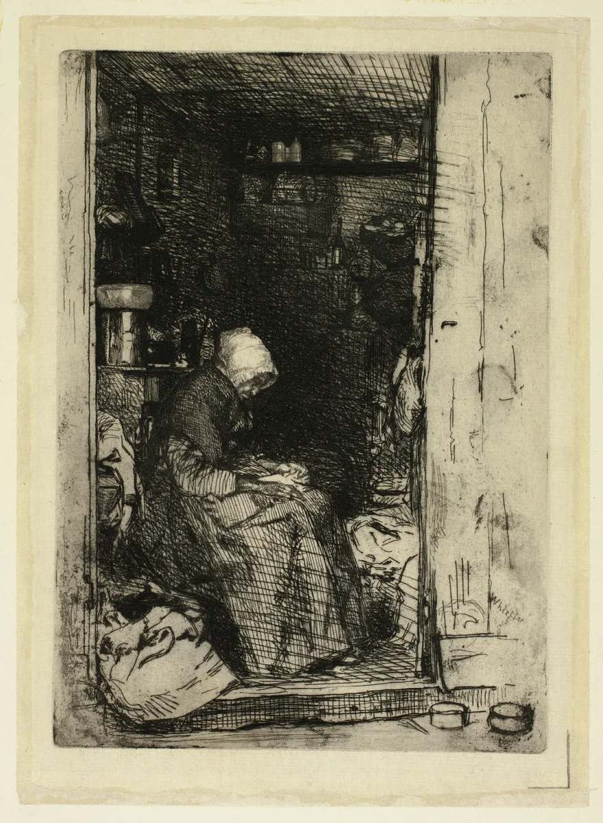 La Vieille aux Loques (The Old Woman with Rags) by James McNeill Whistler, print, 1858