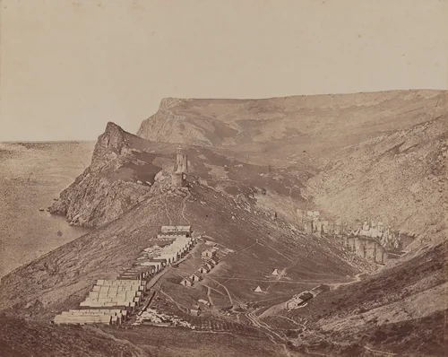 Fortification above Balaclava Harbor by James Robertson; Felice Beato, photograph, 1855-1856