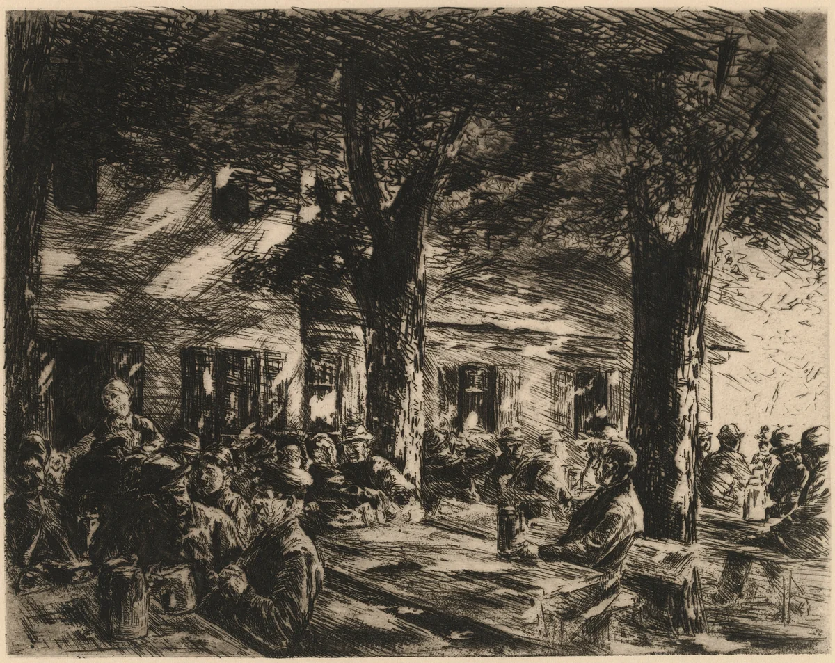 A Tavern Garden in Rosenheim by Max Liebermann, print, 1895