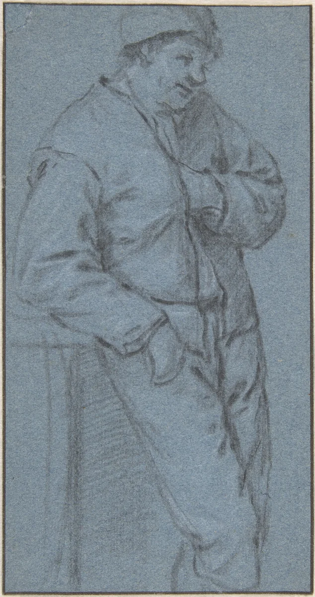 Study of a Standing Peasant by Adriaen van Ostade, drawing, 1625-1685