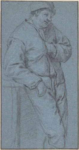 Study of a Standing Peasant by Adriaen van Ostade, drawing, 1625-1685