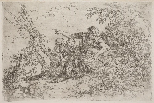 Shepherd in a Landscape by Salvator Rosa, print, 1660-1661