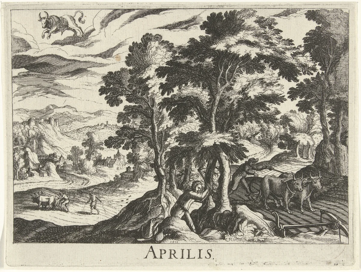 April by Simon Frisius, print, 1611